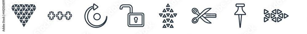 Aufkleber linear set of geometry outline icons. line vector icons such as polygonal diamond shape of small tri