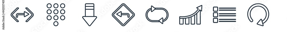 Aufkleber linear set of user interface outline icons. line vector icons such as right turn, telephone keypad, 
