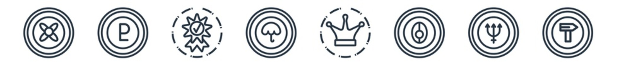 linear set of zodiac outline icons. line vector icons such as abundance, pluto, standard of quality, precipitation, authority, wood vector illustration.