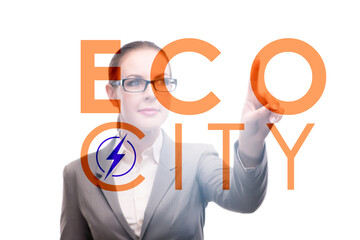 Ecocity ecology concept with businesswoman