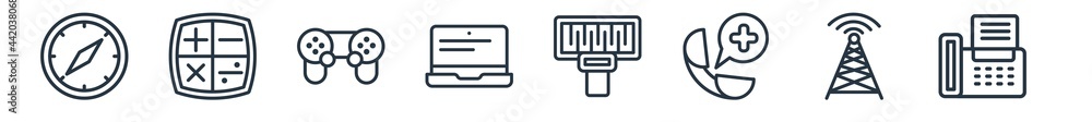 Aufkleber linear set of technology outline icons. line vector icons such as basic compass, mathematical operat