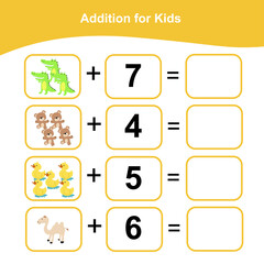 Counting game for preschool children. This worksheet is good for children to counting well. Educational printable math worksheet. Additional math games for kids. Vector illustration.