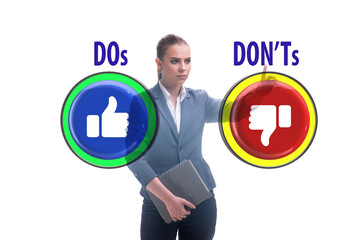 Concept of choosing between dos and donts