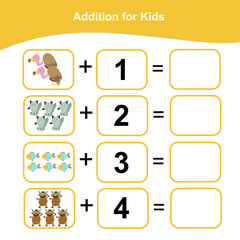 Counting game for preschool children. This worksheet is good for children to counting well. Educational printable math worksheet. Additional math games for kids. Vector illustration.