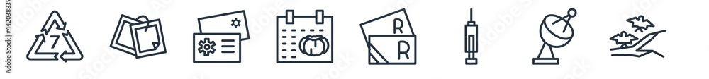 Poster linear set of other outline icons. line vector icons such as 7 other, two post it, settings abstract
