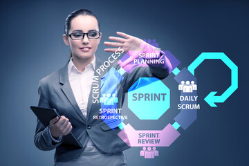 Businesswoman in agile process scrum method