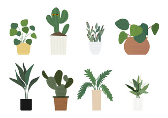 Fototapeta na wymiar Various plant pots for home gardening. flat design style minimal vector illustration.