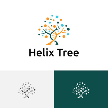 Double Helix DNA Tree Biology Science Research Logo