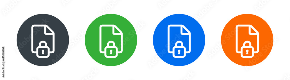 Poster padlock with document icon isolated on white. digital protection concept