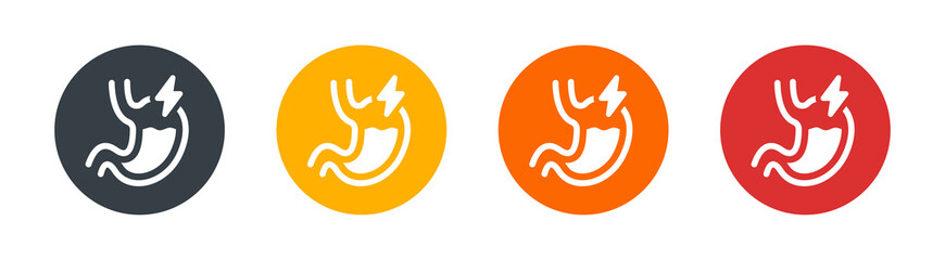 Gastritis symbol set. Stomachache icon vector isolated on white. Healthcare concept