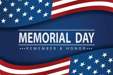 Memorial Day - Remember and honor with USA flag, Vector illustration.