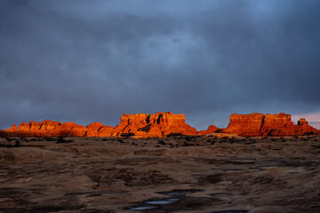 Layers of Sandstone Formations Glow in the Morning Sunrise