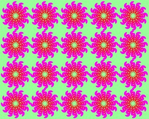 Seamless Floral Pattern Green Red Purple