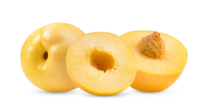 Yellow Nectarine Fruit On White