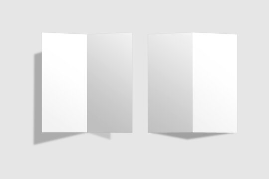 Realistic blank Dl bifold brochure for mockup. 3D Render.