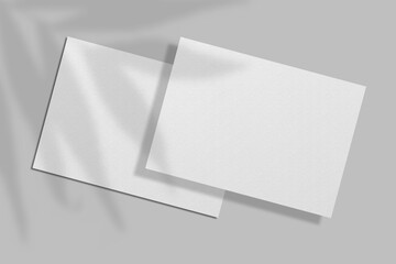 Realistic floating blank postcard illustration for mockup. 3D Render.