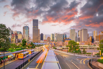 Fototapeta na wymiar Downtown Brisbane city skyline at sunset