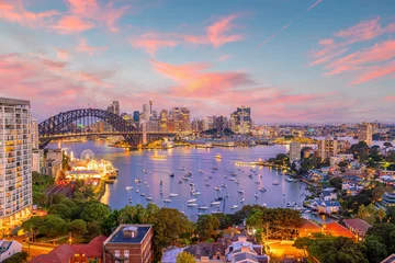 Tuinposter Skyline van de binnenstad van Sydney in Australië vanuit bovenaanzicht © f11photo