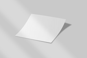 Realistic blank square flyer brochure for mockup. Paper or poster illustration. 3D Render.