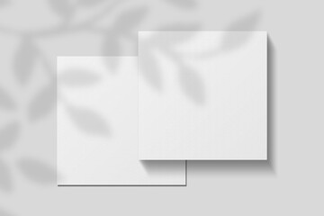 Realistic blank square flyer brochure for mockup. Paper or poster illustration. 3D Render.
