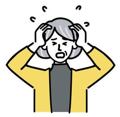 女性　シニア　ベクター　ポップ　焦っている
