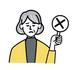 女性　シニア　ベクター　ポップ　バツ　○×
