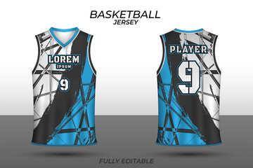 Basketball jersey design template. Uniform front and back. Sports jersey vector.