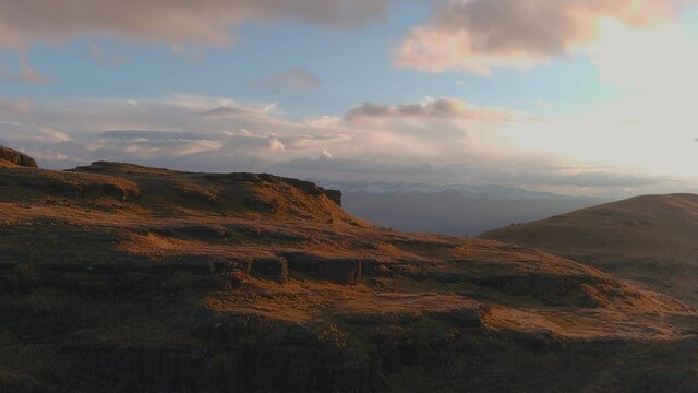 sunsent in the mountains of the andes, in cusco peru