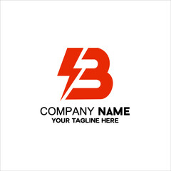 Fototapeta premium letter B with lightning symbol logo vector