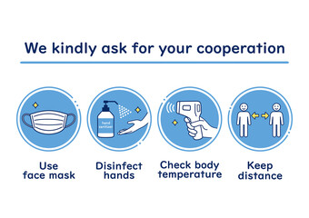 マスク着用・距離を空ける・手指の消毒をお願いするポスター