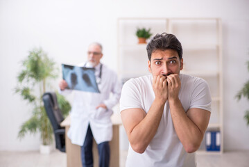 Young male patient visiting old male doctor radiologist