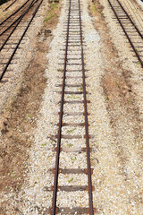 Railway or railroad tracks for train transportation.
