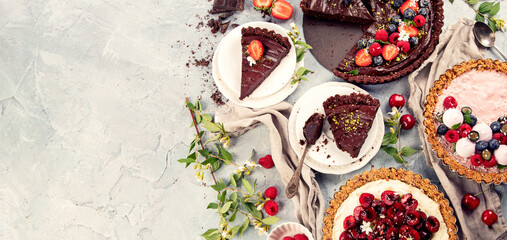 Fruit and berry tarts dessert