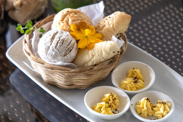 Various breads in the basket
