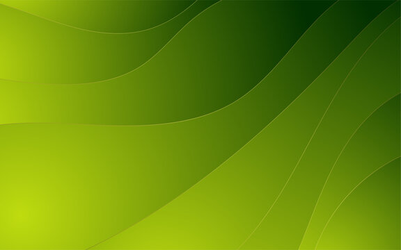 Abstract wavy green with luxury gold lines background