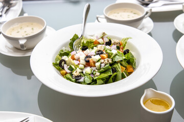 Caesar salad on the table