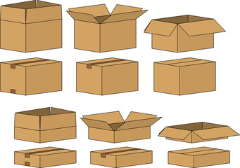 段ボールのイラストセット