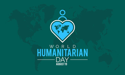 World Humanitarian Day Awareness month Vector Banner Template Observed On August - obrazy, fototapety, plakaty