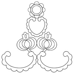 A fragment of vector graphics for creating patterns. Close-up of a contour drawing on a white background.