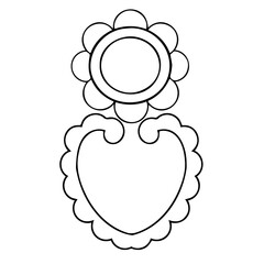 A fragment of vector graphics for creating patterns. Close-up of a contour drawing on a white background.