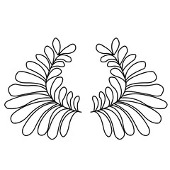 A fragment of vector graphics for creating patterns. Close-up of a contour drawing on a white background.