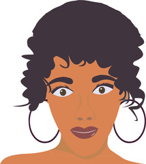 Retrato de mujer morena. fondo transparente