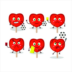 Lolipop love cartoon character working as a Football referee. Vector illustration