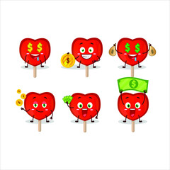 Lolipop love cartoon character with cute emoticon bring money. Vector illustration