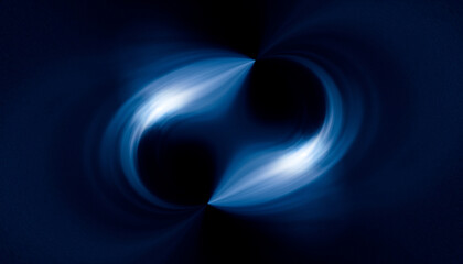 blue light rays in symmetry and abstract form over a black background