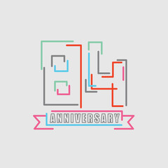 84th Years Anniversary Logo Birthday Celebration Abstract Design Vector Illustration.