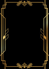 Art Deco Gatsby inspired, Roaring 20s style frame template vector - 442057273