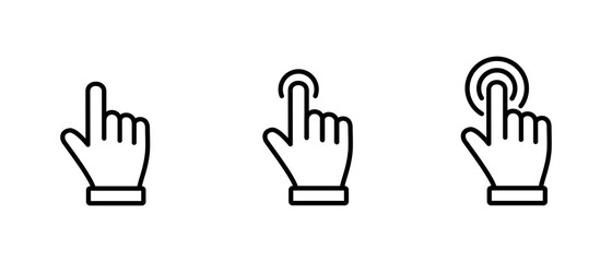 Fototapeta premium Hand Cursor icon set, Hand Click icon, Hand Touch icon vector illustration