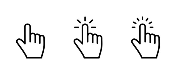 Obraz premium Hand Cursor icon set, Hand Click icon, Hand Touch icon vector illustration