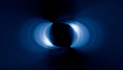 blue light rays in symmetry and abstract form over a black background